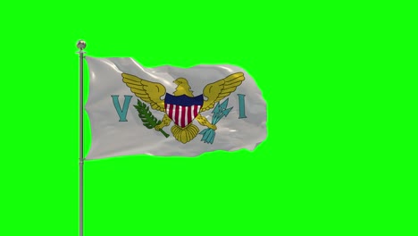 virgin islands us 3d illustration of the waving flag on a pole with  chroma key