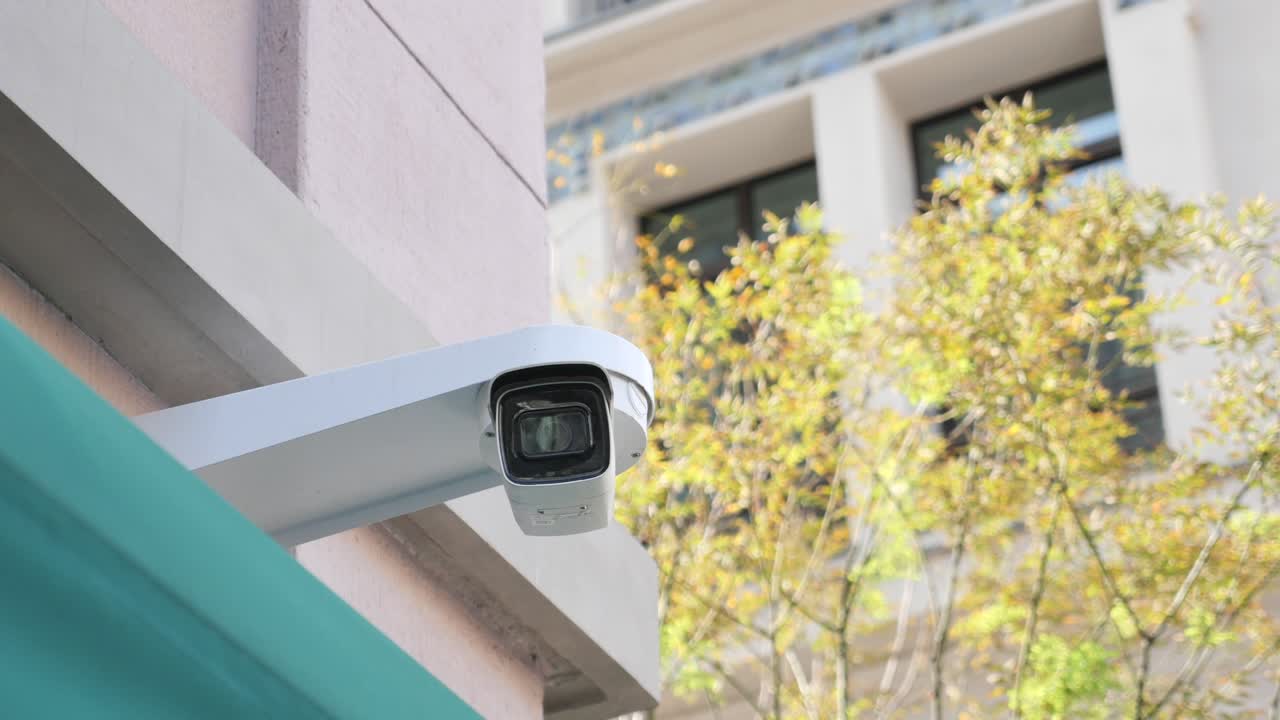 Security camera on a building wall