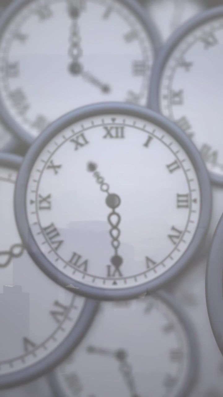 Vertical video: Minor zoom starting main clock sharpening while hands rotating forward showing time