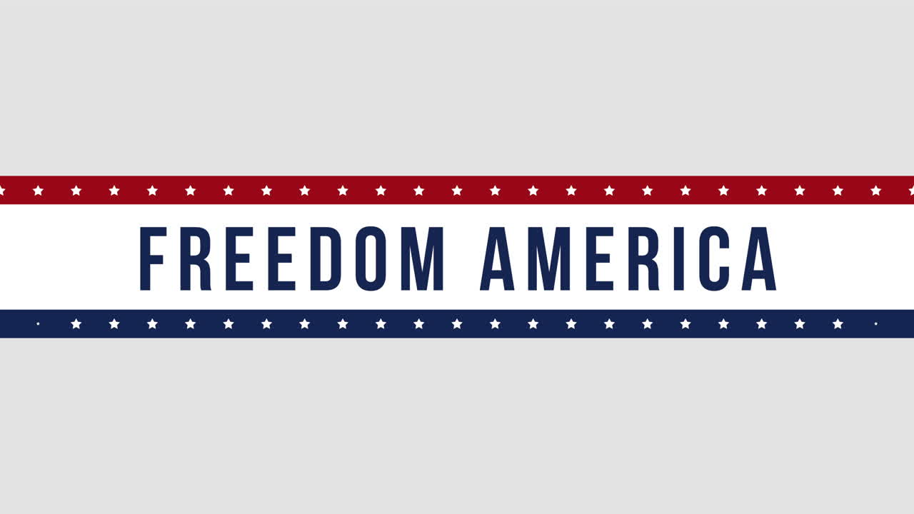 Animeret nærbillede tekst Frihed Amerika på festlig baggrund 4