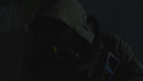 a wounded soldier in the abandoned military complex approaches anomaly