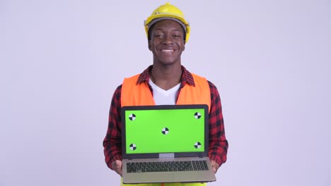young handsome african man construction worker