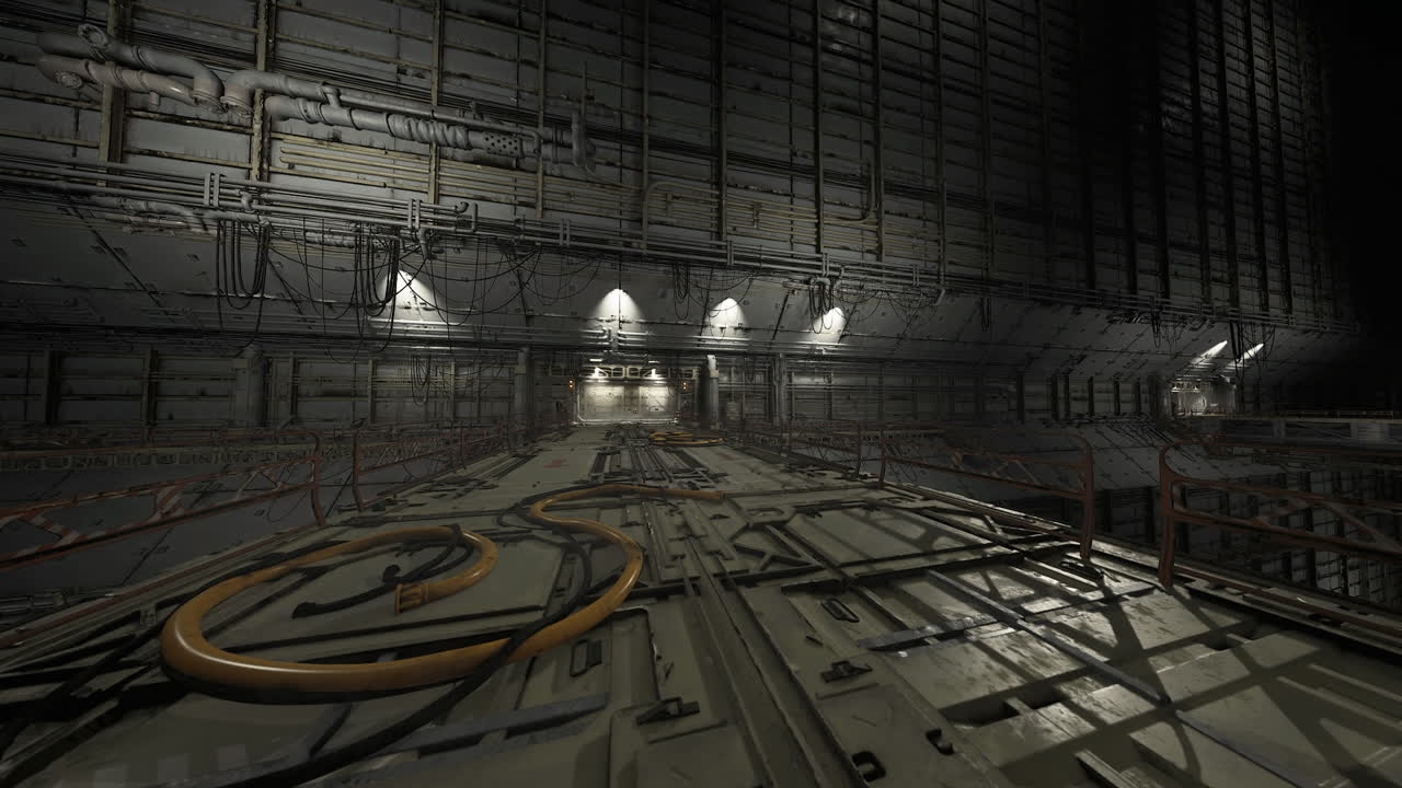 Industrial testing space featuring safety and lighting elements