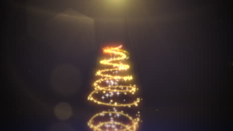 Primer-Plano-Animado-árbol-De-Navidad-Sobre-Fondo-Oscuro