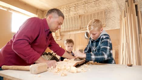 father and sons woodworking project