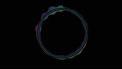 colorful music studio audio mixer showing audio waves or sound frequency in colorful circle on black background