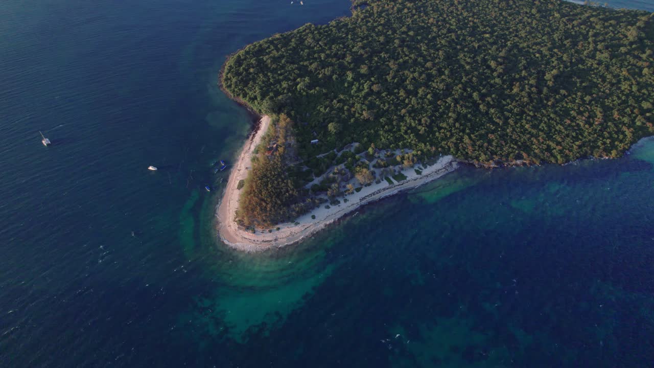 Aerial View of Mbudya Island at sunset in Dar Es Salaam, Tanzania