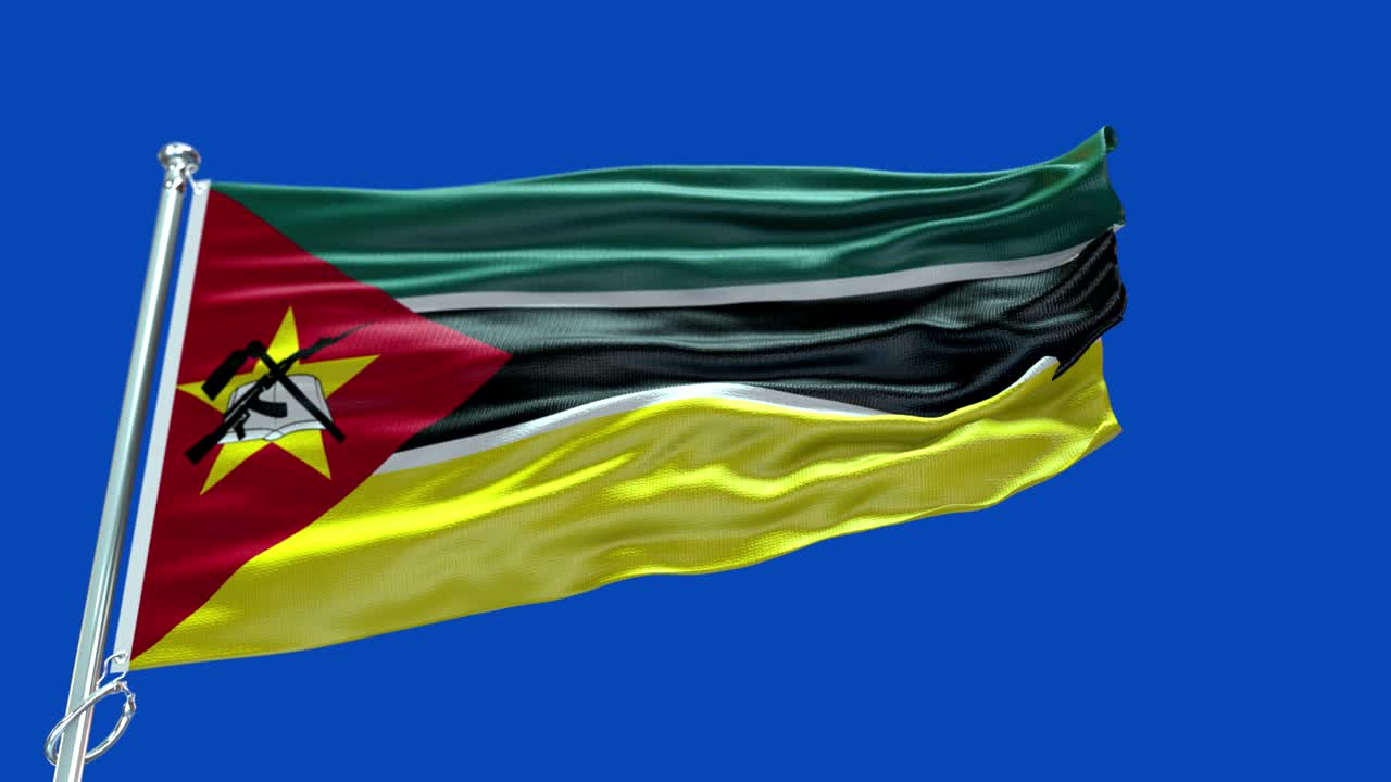 Bandiera del Mozambico 4K altamente dettagliata - Bandiera del Mozambico ad alta definizione - Elementi ripetibili con motivo a onda della bandiera nazionale del Mozambico