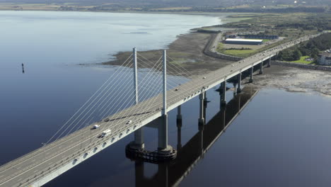 an aerial view of kessock bridge in inverness on a sunny summer's morning