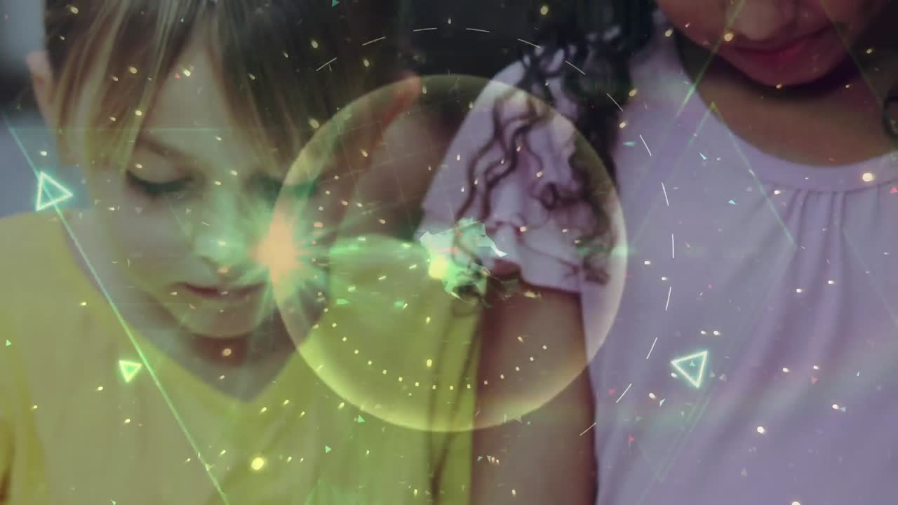 animación de conexiones y procesamiento de datos sobre niños en edad escolar