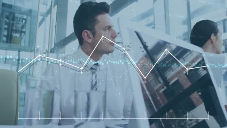 Animation-Mehrerer-Diagramme-über-Verschiedene-Manager,-Die-Den-Kollegen-Im-Büro-Die-Strategie-Erklären