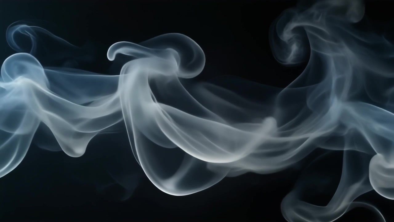 Abstract Fumo bianco che gira su uno sfondo nero