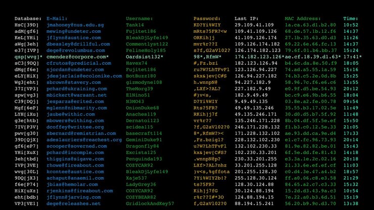 Cracked passwords list with all user details - seamless looping.