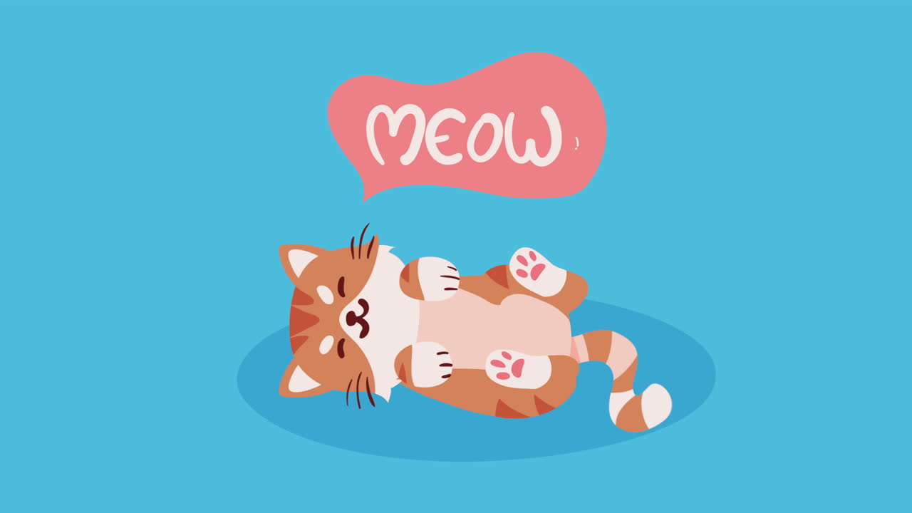 귀여운 작은 고양이 마스코트 애니메이션