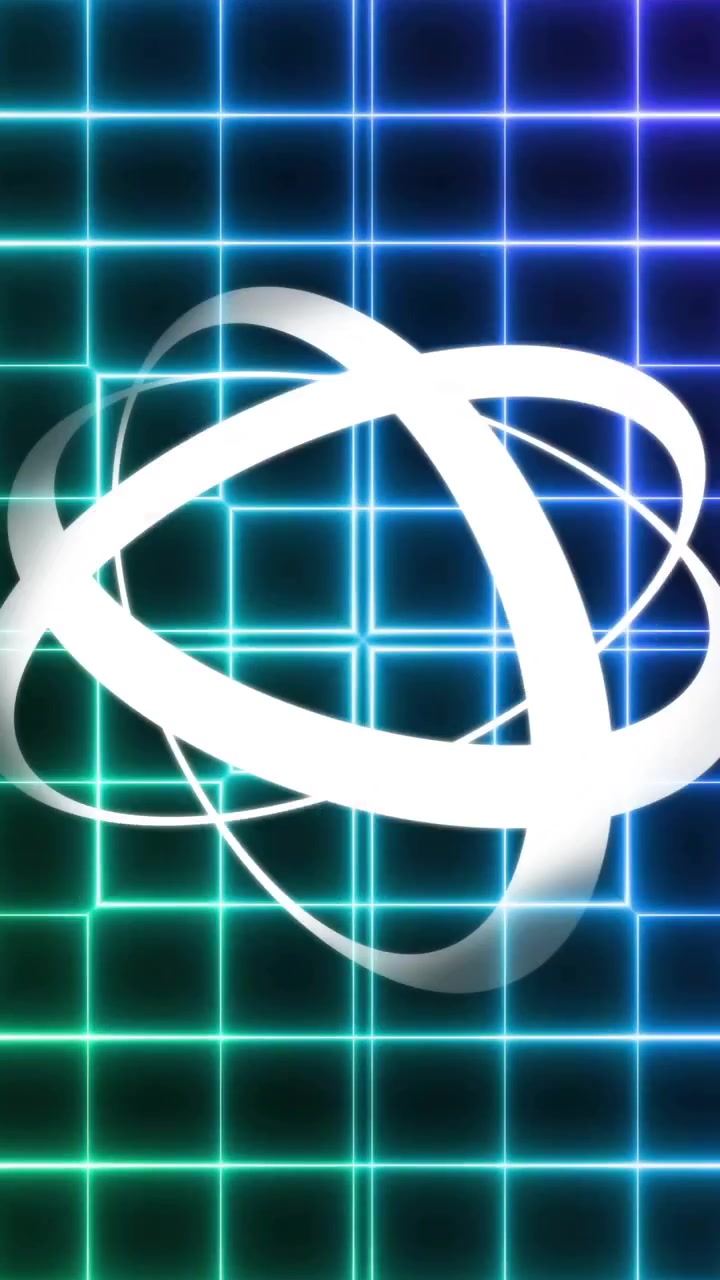 Glowing grid pattern with swirling white lines animation over dark background