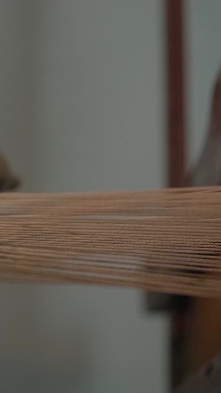 Close-up of yarn threads used for weaving