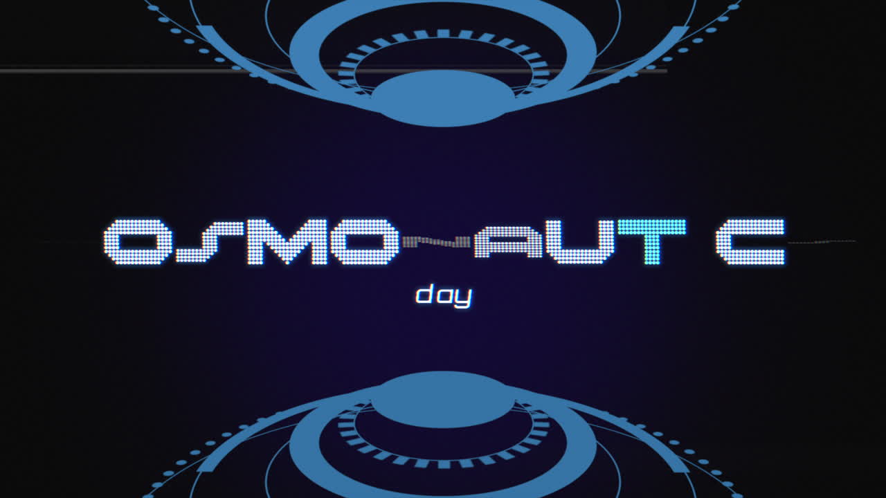 Cosmonautics Day with HUD circles on digital screen