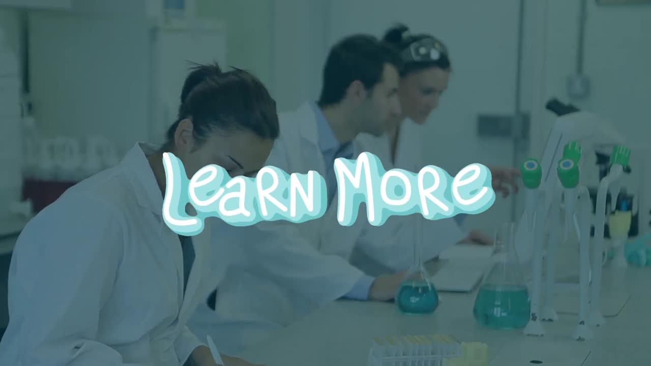 텍스트 건물 위에 세 개의 디지털 아이콘의 애니메이션