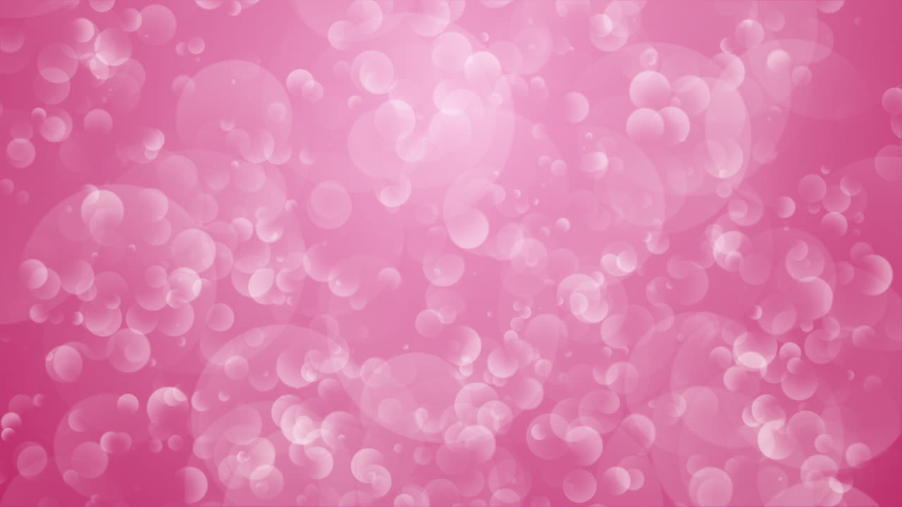 Abstract loop animated background of pink bubbles on white. Copy space.