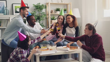 friends having a pizza party