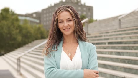 portrait of smiling female executive with confident look