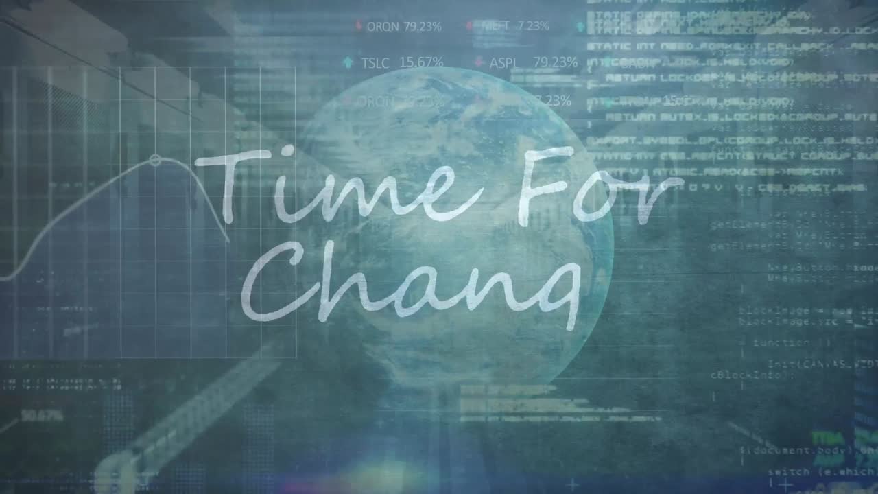 주식 시장 데이터 처리를 통해 텍스트를 변경하는 시간의 애니메이션 및 서버 에 대한 지구