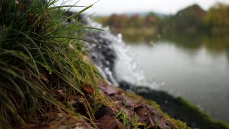 a shot of a miniature waterfall in slowmotion with a macro lens