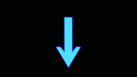 neon arrow sign symbol animation on black background, motion graphics arrow pointing down 4k animated image video elements