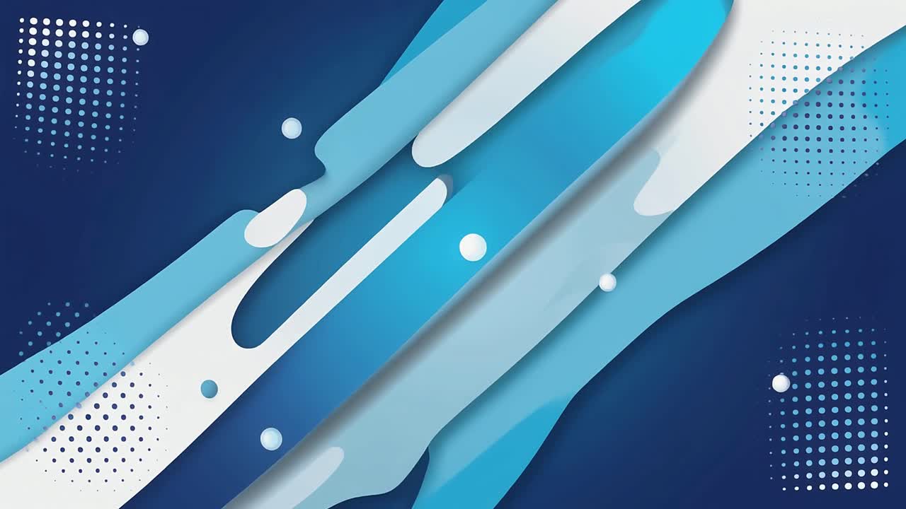 Modern Abstract Animation of Blue and White Flowing Shapes