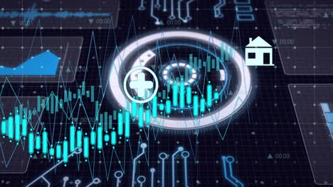 animation of digital data processing over circuit board