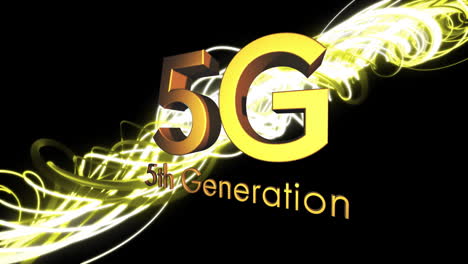 Animation-of-5g-5th-generation-text-over-light-trails-on-black-background