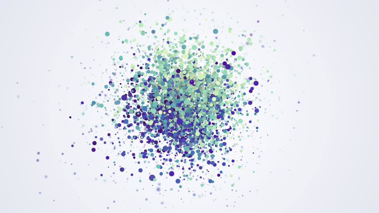 partículas abstractas de colores brillantes para la revelación del logotipo. remolino y turbulencia puntos multicolores