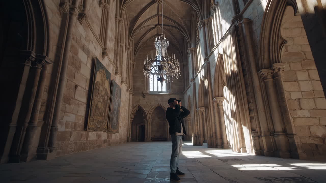 Photographer Capturing the Grandeur of a Historic Cathedral