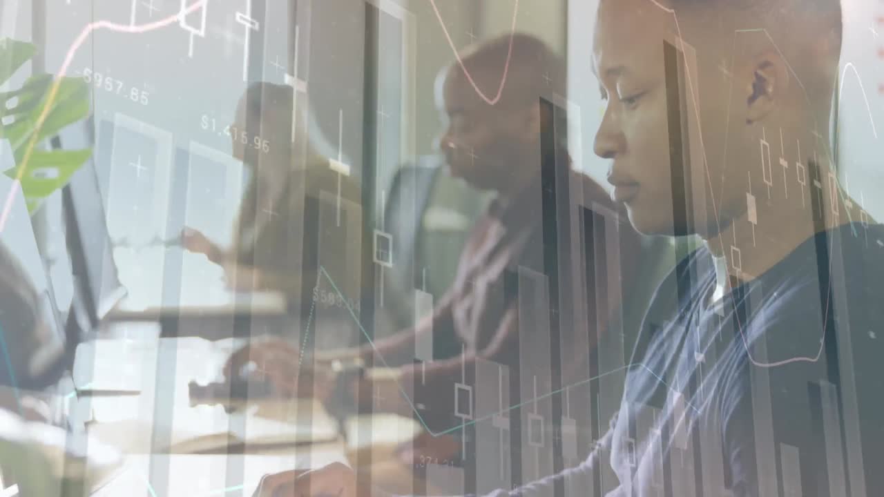 Animation of graphs over diverse coworkers using computers in office