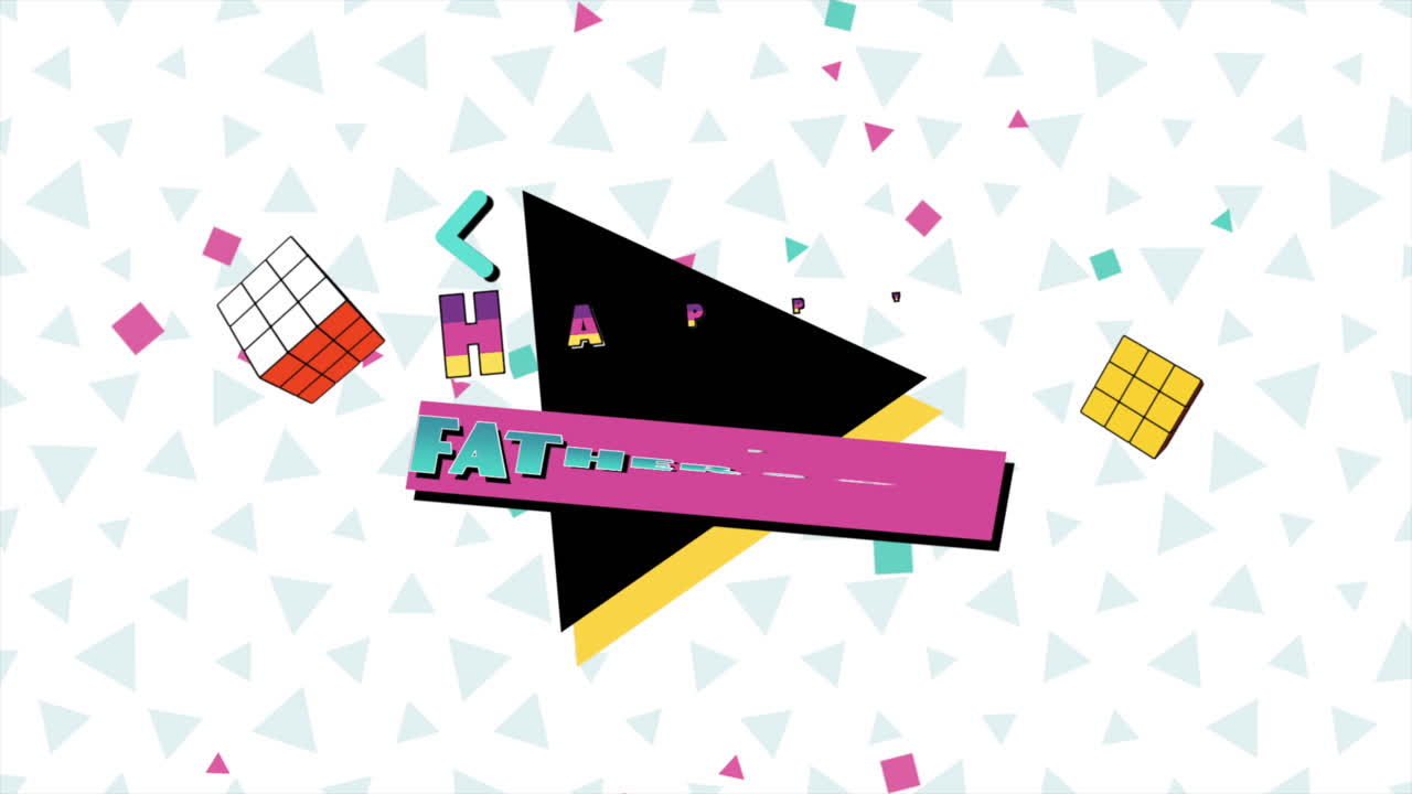 día de los padres con memphis cubos geométricos y triángulos patrón