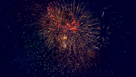 hermosos fuegos artificiales exhibidos en un cielo oscuro. 4k.