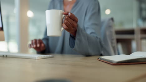 call center, woman and headphones with coffee