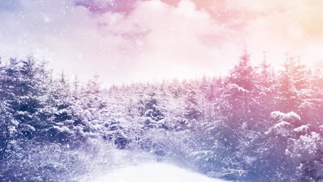 snow falling in countryside