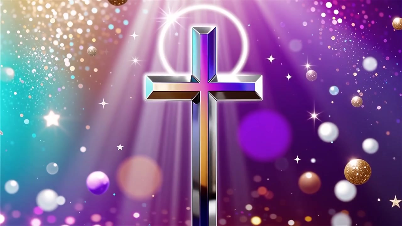 Cruz Cristiana con Luz Celestial, Fondo para Adoración.