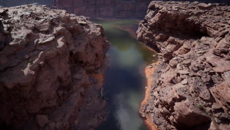 aerial view of a canyon with a river