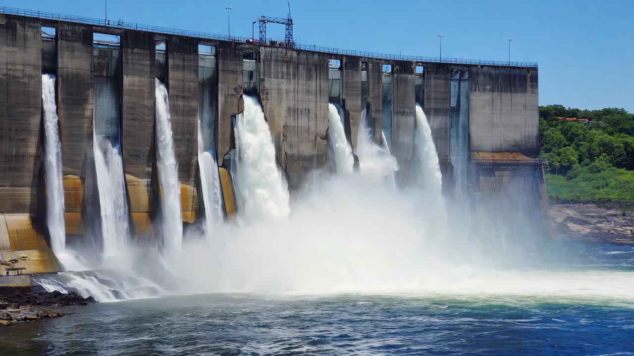 Hydroelectric Dam Releasing Water