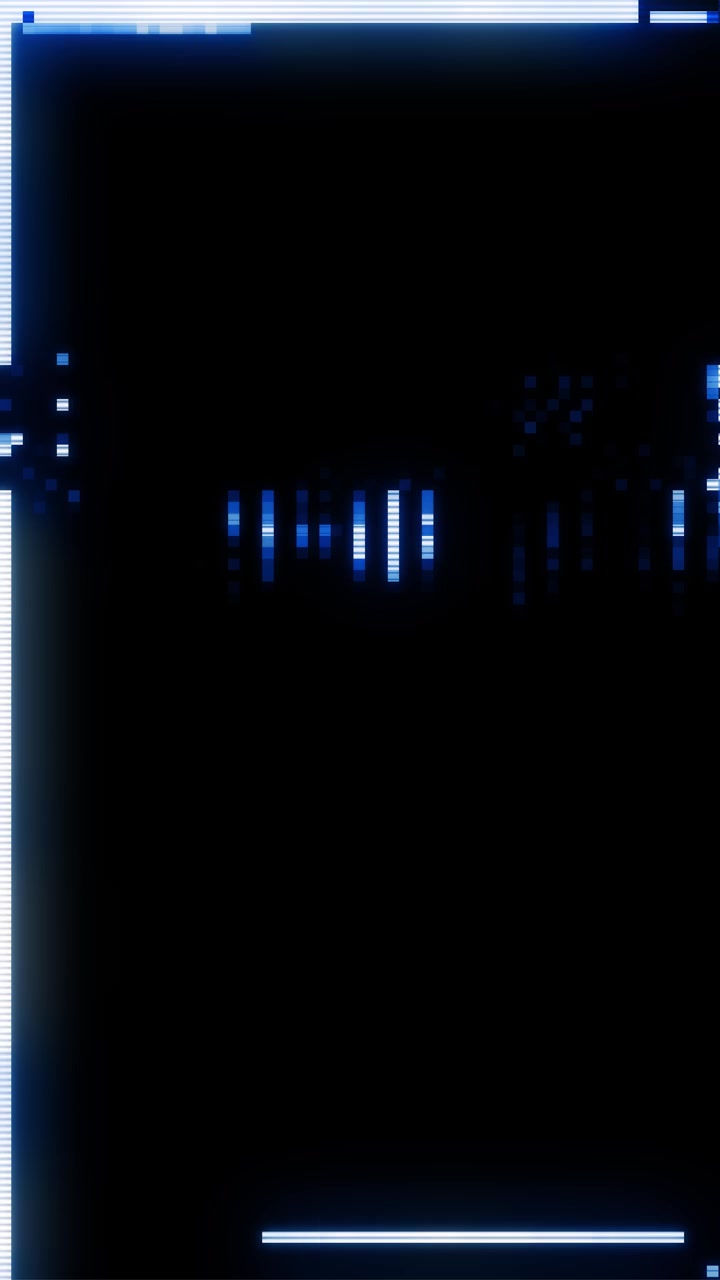Blue software window frame background dark display area dotted grid thin glowing borders glitch