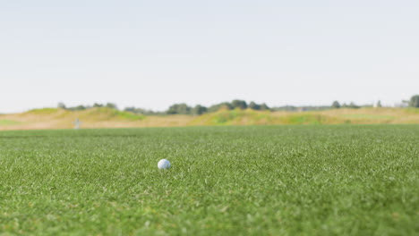 bola de golfe na relva.