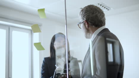 mature company leader instructing young manager