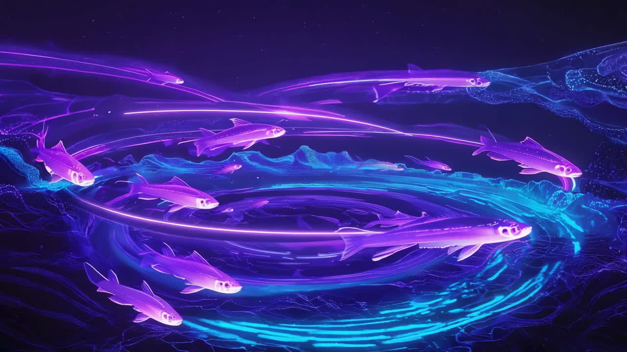 Neon School of Fish