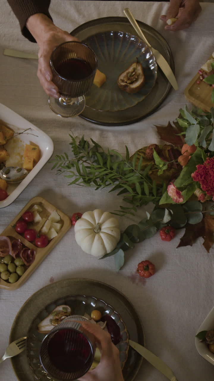 Festive Dinner Table Setting with Friends and Family
