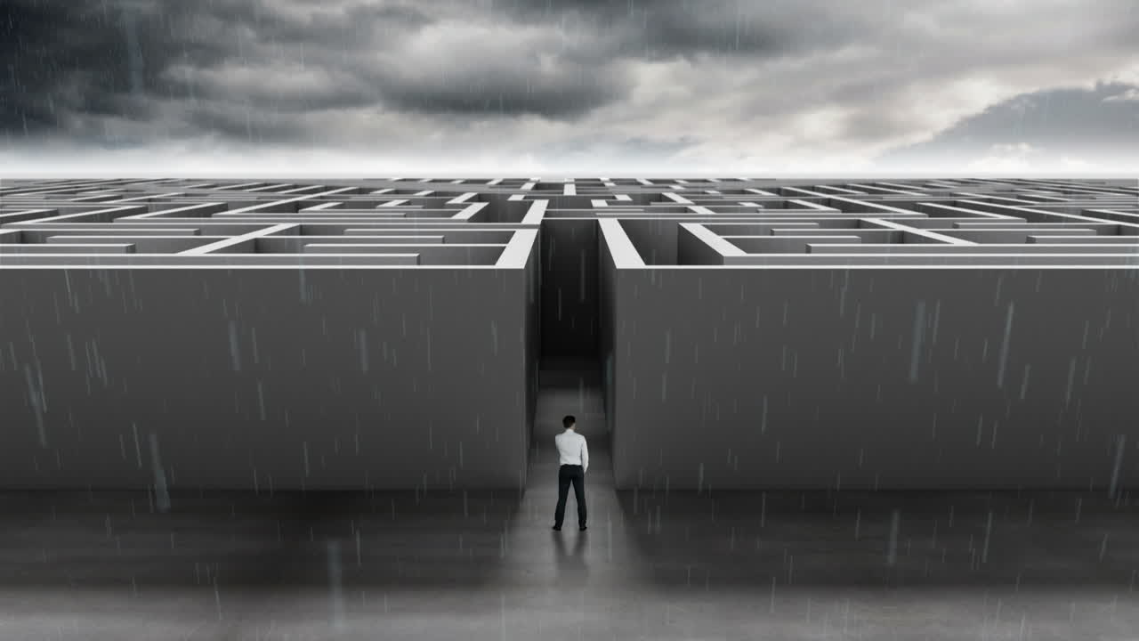 미로의 입구에 있는 사업가