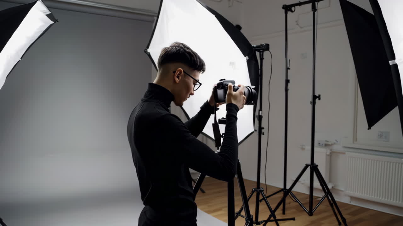 Photographer taking photos in a studio