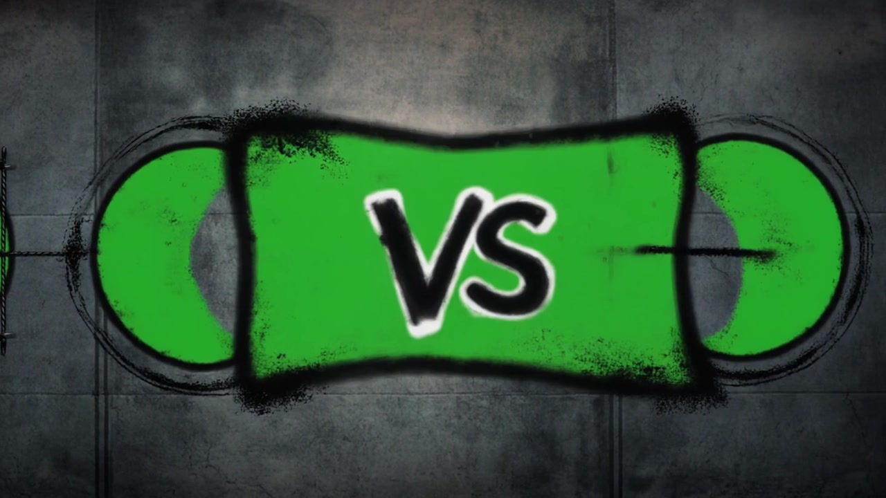Graffitityylinen Versus-grafiikka betoniseinällä