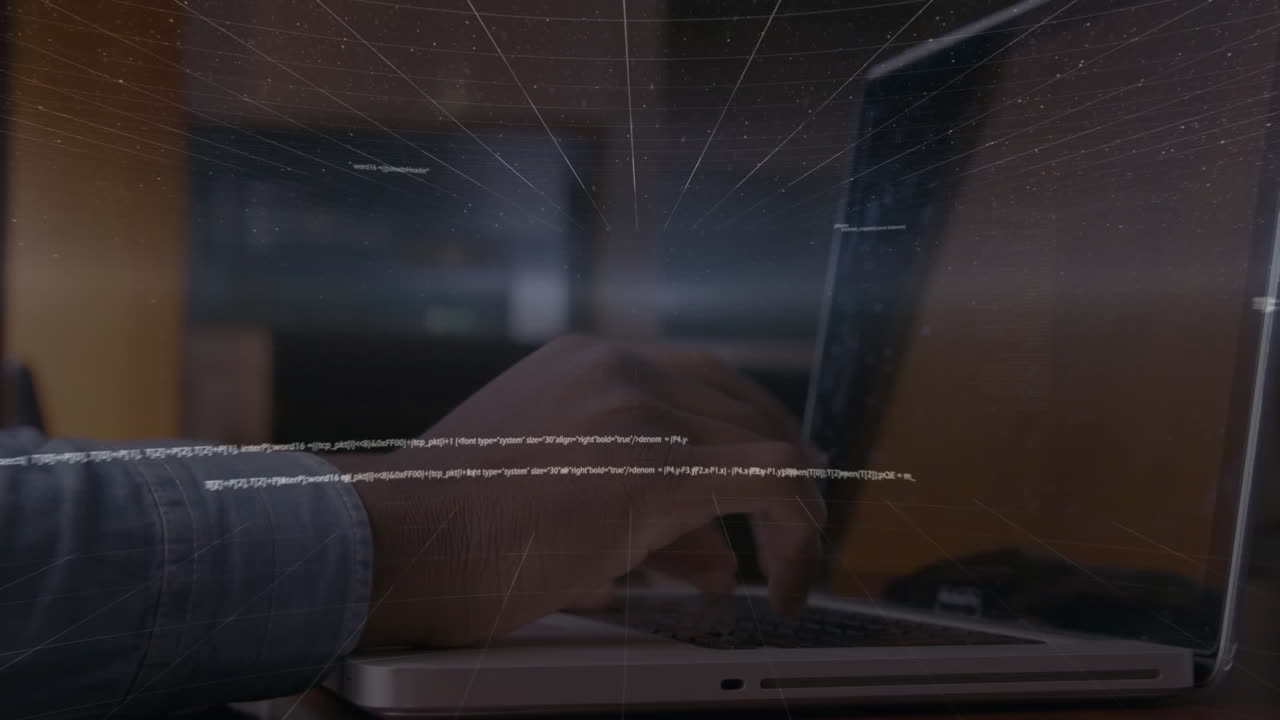 Data processing against man using laptop